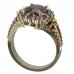 BG ring oval 977 - Metal: Silver - gold plated 925, Stone: Moldavit and garnet