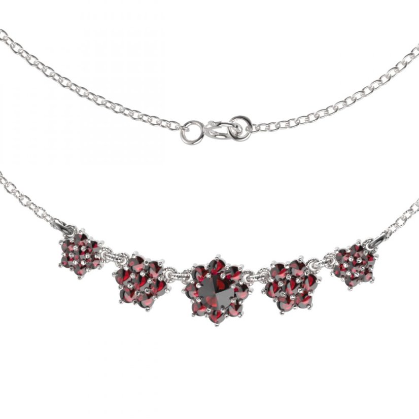 BG náhrdelník 013 Stříbro 925 - rhodium Granát