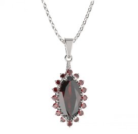 BG přívěs s centrálním oválným kamenem 513-G Stříbro 925 - rhodium Granát