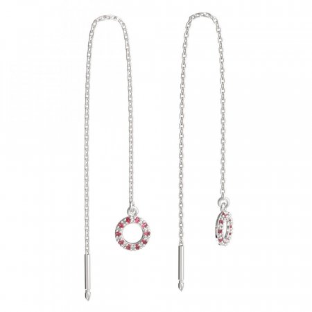 BeKid, Gold kids earrings -836 - Switching on: Chain 9 cm, Metal: White gold 585, Stone: Red cubic zircon