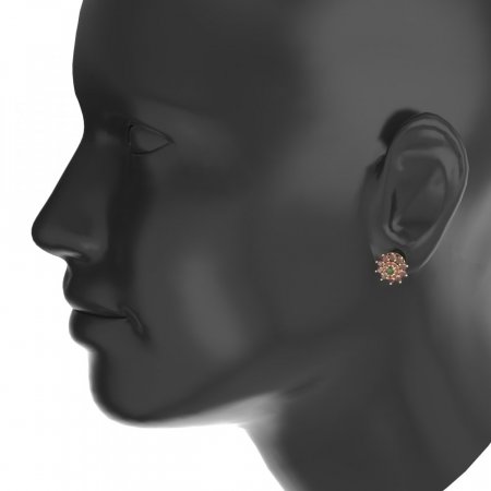 BG garnet earring 947 - Metal: Silver 925 - rhodium, Stone: Moldavit and garnet