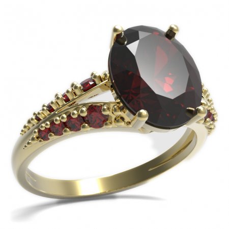 BG prsten s oválným kamenem 479-G - Kov: Stříbro 925 - rhodium, Kámen: Vltavín a granát