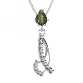 BG přívěs vsazeny kameny:český granát 501 Stříbro 925 - rhodium Vltavín a kubický zirkon