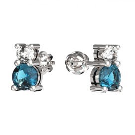 BG zlaté náušnice 746 Bílé zlato - 585 Světle modrý kubický zirkon