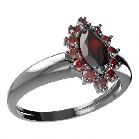 BG ring oval 504-I - Metal: Silver 925 - rhodium, Stone: Garnet