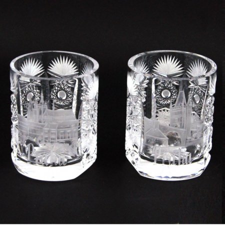 set of two crystal hand cut glasses Šafránek 3601 ORQQI0086