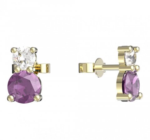 BeKid, Gold kids earrings -857 - Switching on: Puzeta, Metal: Yellow gold 585, Stone: Pink cubic zircon