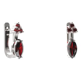 BG náušnice s centrálním oválným kamenem 483-87 Stříbro 925 - rhodium Granát