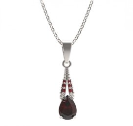 BG přívěs s centrálním kapkovitým kamenem 495-G Stříbro 925 - rhodium Granát