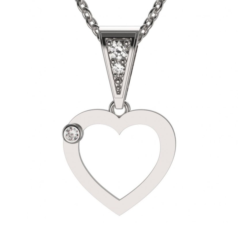 BG zlatý přívěšek srdíčko 1551 Bílé zlato - 585 Diamant