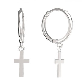 BG zlaté náušnice křížek 239 Bílé zlato - 585