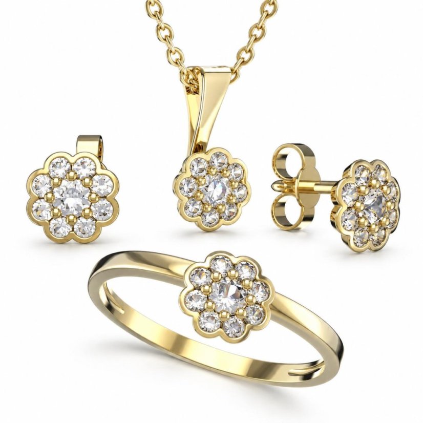 Zlatý set šperků 552 s kub.zirkonem, Zlato 585, (bez řetízku)