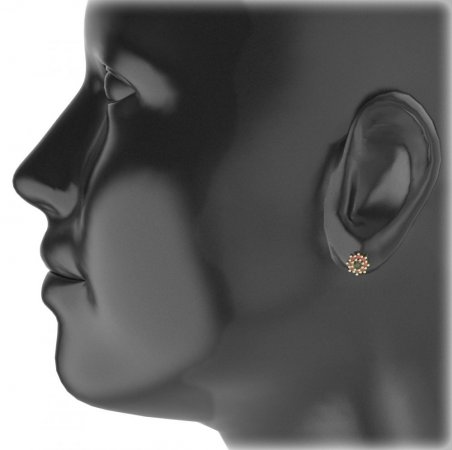 BG earring circular -  320 - Metal: Silver 925 - rhodium, Stone: Garnet