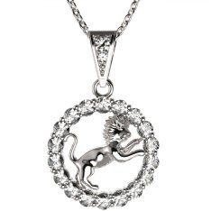 BG zlatý diamantový přívěšek Lev 044 Bílé zlato - 585 Diamant lab-grown