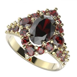 BG prsten oválný 466-X Stříbro 925 - pozlacené Granát