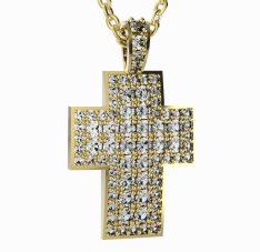 BG zlatý přívěšek křížek 759 Žluté zlato - 585 Diamant