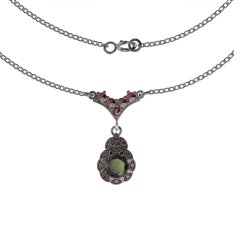 BG náhrdelník 992 Stříbro 925 - ruthenium (30-90dní) Vltavín a granát