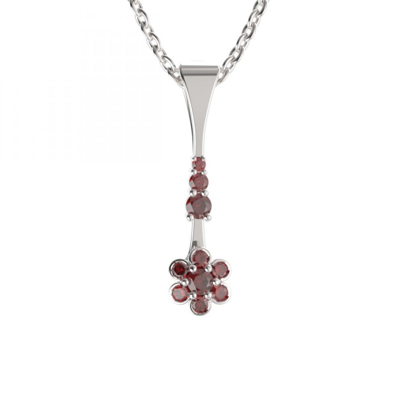BG přívěs ve tvaru květu 518-B Stříbro 925 - rhodium Granát