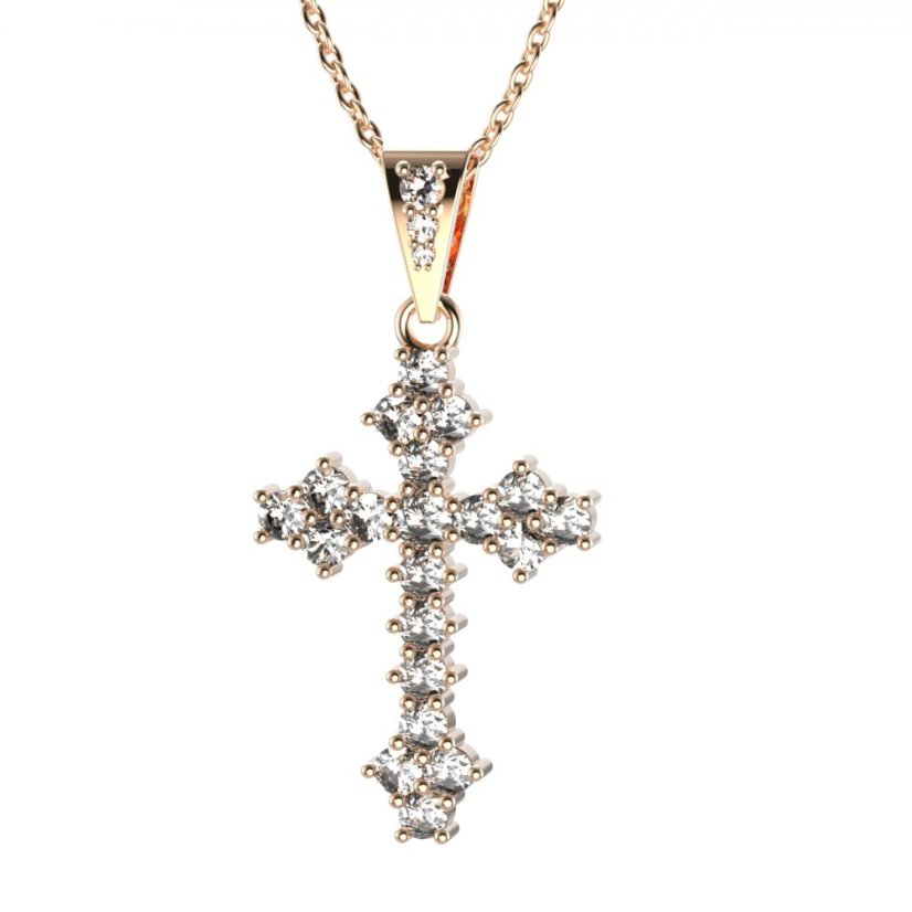 BG zlatý diamantový přívěšek křížek 263 Růžové zlato 585 (30-90dní) Diamant lab-grown