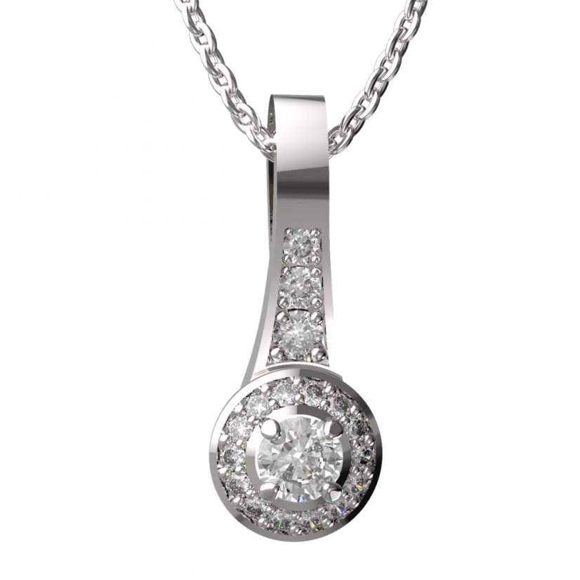 Zlatý přívěsek s diamantem, bílé zlato 585 – 651