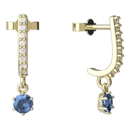 BeKid, Gold kids earrings -1293 - Switching on: Pendant hanger, Metal: Yellow gold 585, Stone: Light blue cubic zircon