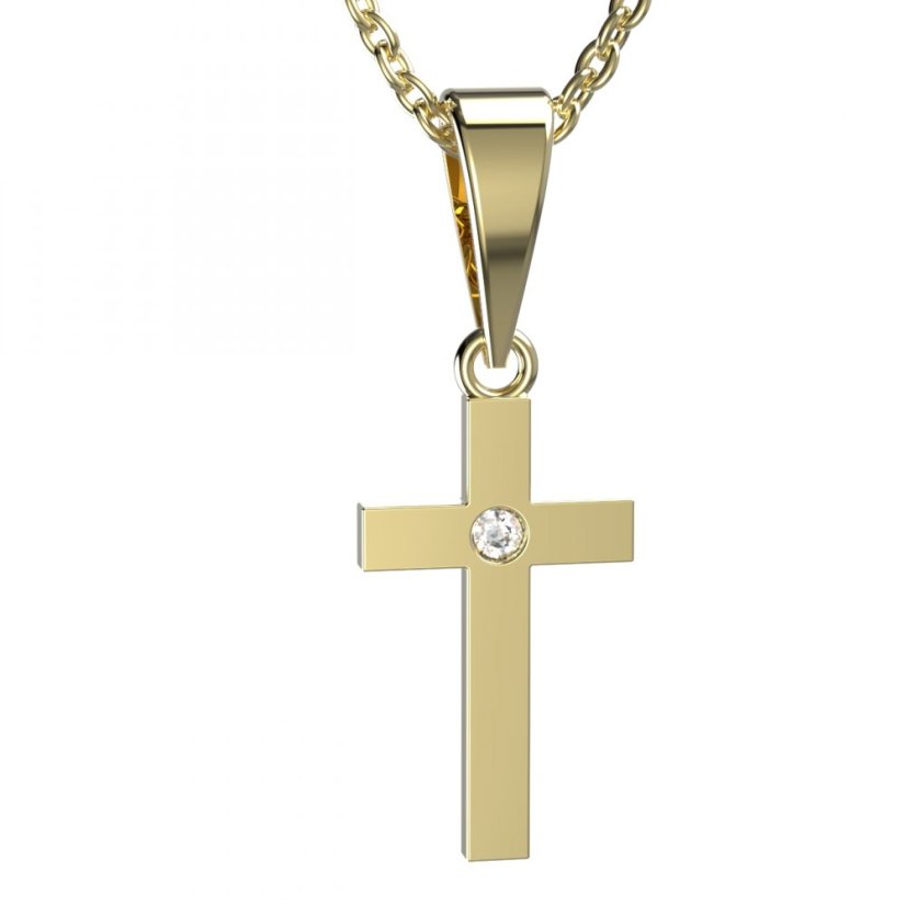 BG zlatý přívěšek křížek 1103 Žluté zlato - 585 Diamant