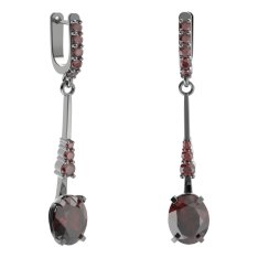 BG náušnice s centrálním oválným kamenem 493-B93 Stříbro 925 - ruthenium (30-90dní) Granát