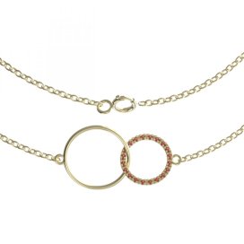 BG zlatý náhrdelník kruhy 1163 Žluté zlato - 585 Červený kubický zirkon