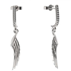 BG zlaté náušnice Křídla 1357 Bílé zlato - 585 Bílý kubický zirkon