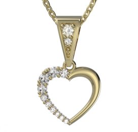 BG zlatý diamantový přívěšek srdíčko 1255 Žluté zlato - 585 Diamant lab-grown