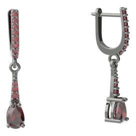 BG náušnice s kapkovitým kamenem 626 Stříbro 925 - ruthenium (30-90dní) Granát