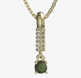 BG zlatý přívěšek 725 Žluté zlato - 585 Vltavín a diamant