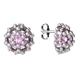 BG zlaté náušnice 992 Bílé zlato - 585 Růžový kubický zirkon