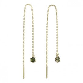 BG vltavínové náušnice 869 Žluté zlato - 585 Vltavín