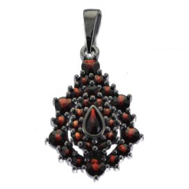 Stříbrný přívěsek s českým granátem, ruthenium – 300