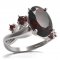 BG prsten s oválným kamenem 480-P - Kov: Stříbro 925 - rhodium, Kámen: Granát