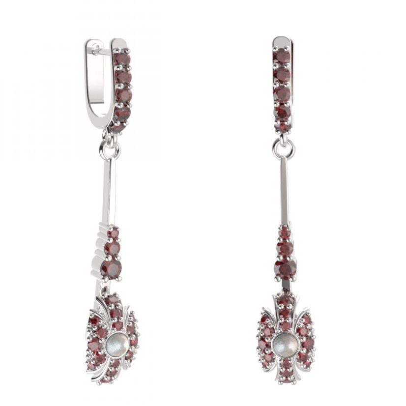 BG náušnice s přírodní perlou 537-B94 Stříbro 925 - rhodium Granát a perla