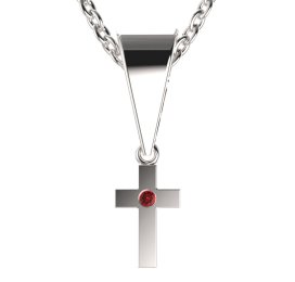 Zlatý přívěsek křížek s červeným zirkonem, bílé zlato 585 – 1105