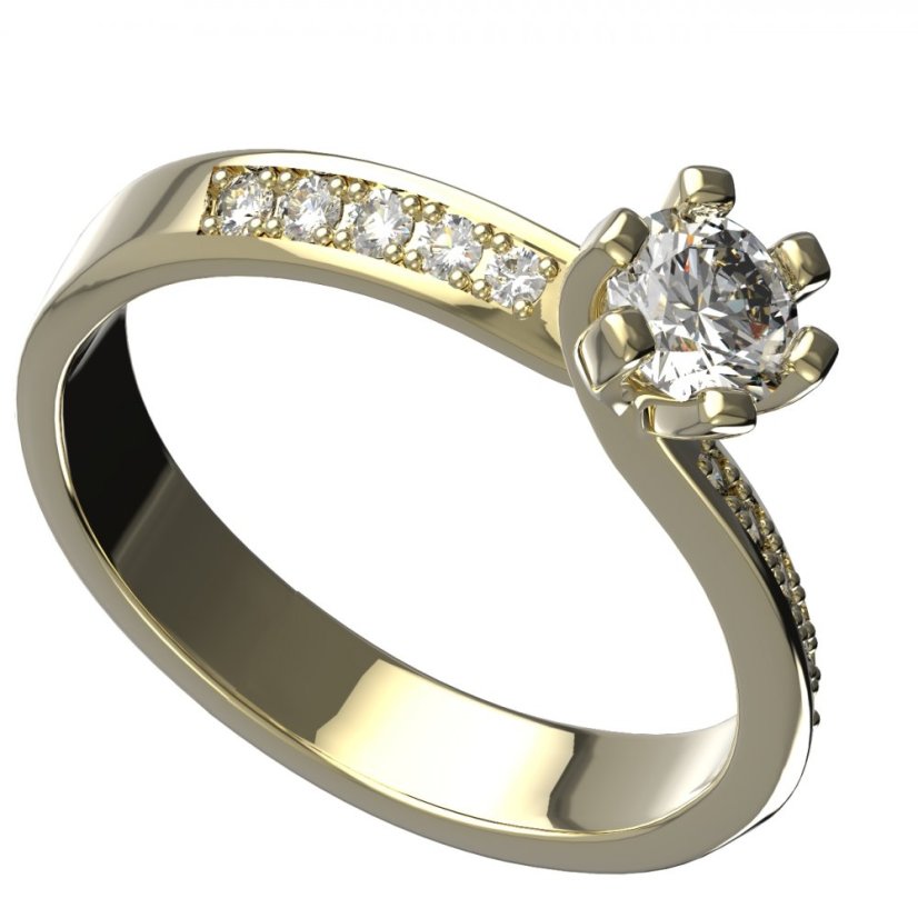 Zlatý prsten s lab-grown diamantem, žluté zlato 585 – 1124