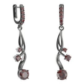 BG náušnice kruhového tvaru 473-P93 Stříbro 925 - ruthenium (30-90dní) Granát