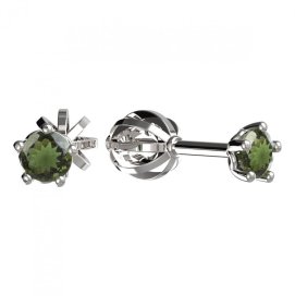 BG vltavínové náušnice 873 Bílé zlato - 585 Vltavín