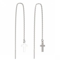 BG zlaté náušnice křížek 1105 Bílé zlato - 585