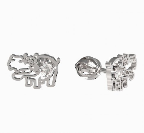 BeKid, Gold kids earrings -1188 - Switching on: Screw, Metal: White gold 585, Stone: White cubic zircon