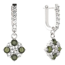 BG  náušnice 317 Stříbro 925 - rhodium Vltavín a  kubický zirkon