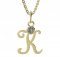 BeKid, Gold kids pendant - letter K - Metal: Yellow gold 585, Stone: White cubic zircon