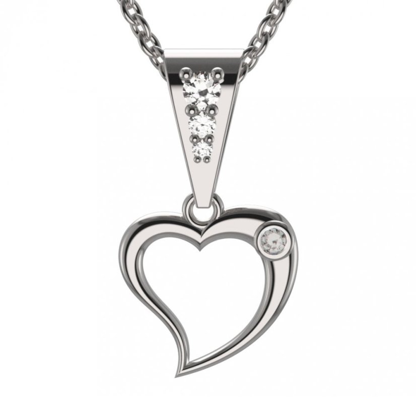 BG zlatý přívěšek srdíčko 1268 Bílé zlato - 585 Diamant
