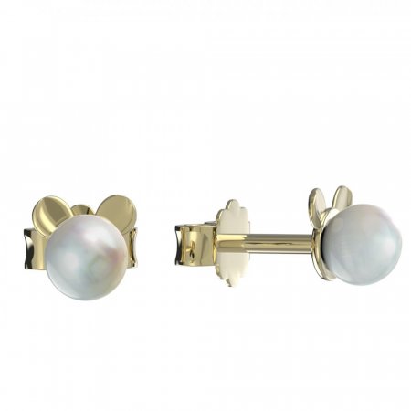 BeKid children's earrings with pearl 1393 - Einschalten: Brizura 0-3 Jahre, Metall: Gelbgold 585, Stein: weiße Perle