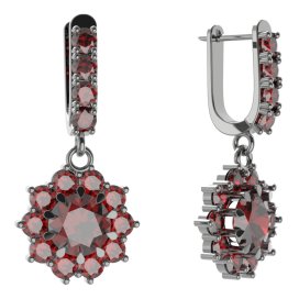 BG kulaté náušnice 011-96 Stříbro 925 - ruthenium (30-90dní) Granát