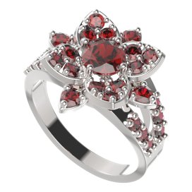 BG prsten oválný 735-Y Stříbro 925 - rhodium Granát