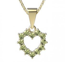 BG zlatý přívěšek srdíčko 005 Žluté zlato - 585 Zelený kubický zirkon